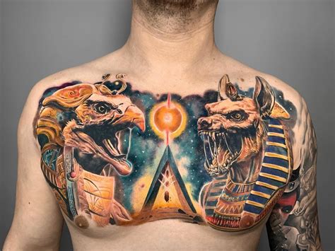 The ankh was a widespread decorative motif in ancient Egypt, also used decoratively by neighbouring cultures. . Anubis chest tattoo